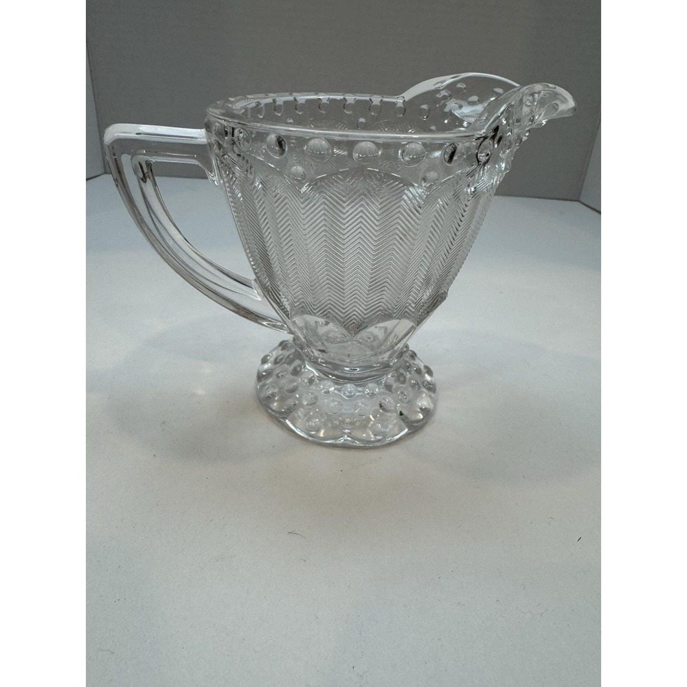 Gorhamโ Emily's Attic Lead Crystal creamer, 1970's, chevron and dot pattern